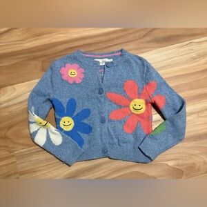 Mini Boden Blue Smiley Flowers Cardigan